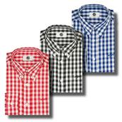 View Item Art Gallery Clothing Large Gingham Mod Check Long Sleeve Shirt Black Blue Red